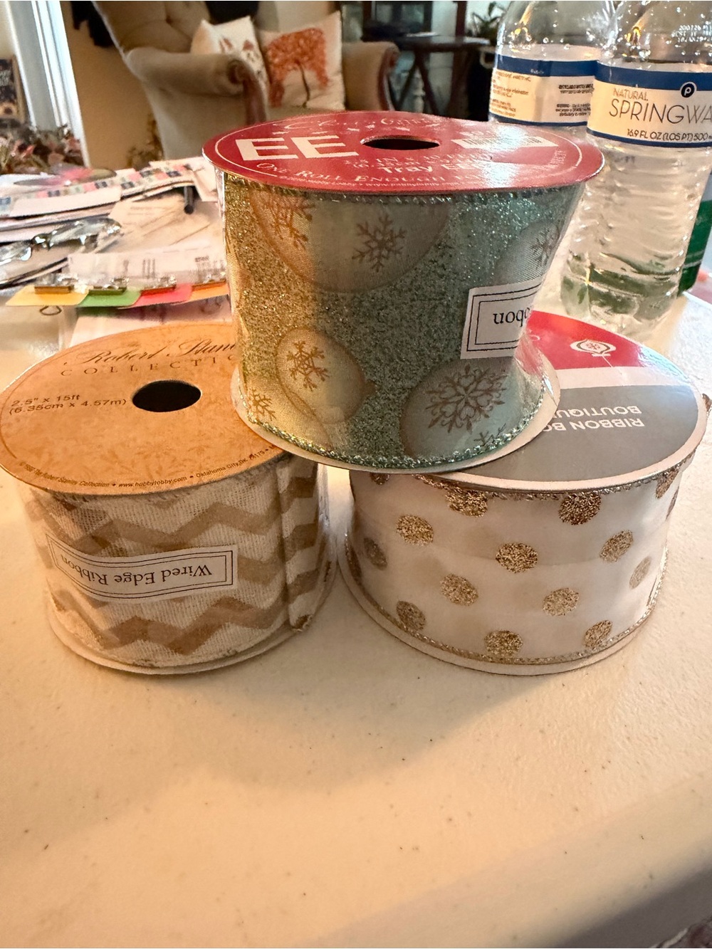 Decorative Gold and White Holiday Ribbon Pack - Elegant Gift Wrap Accent